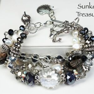 Sunken Treasure Handcrafted Pearl Silver Bracelet